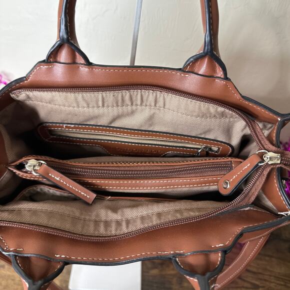 LONDON FOG Brown Top Handle / Crossbody - Picture 6 of 9